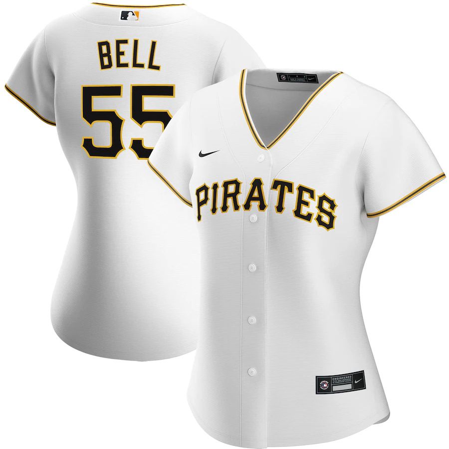 Womens Pittsburgh Pirates #55 Josh Bell Nike White Home Replica Player MLB Jerseys
